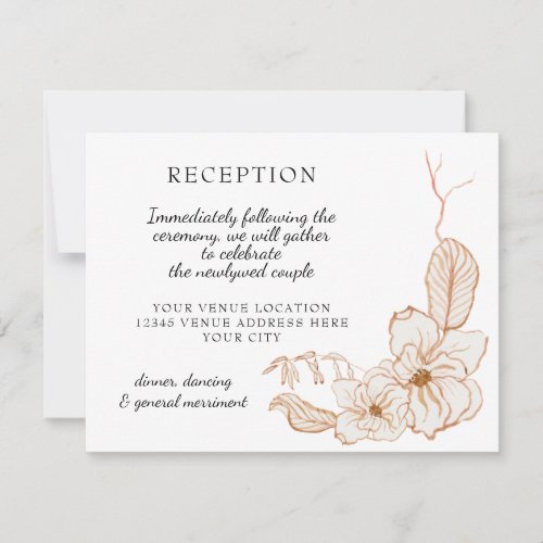 Reception Watercolor Terra Cotta Pink Leaf Floral RSVP Card