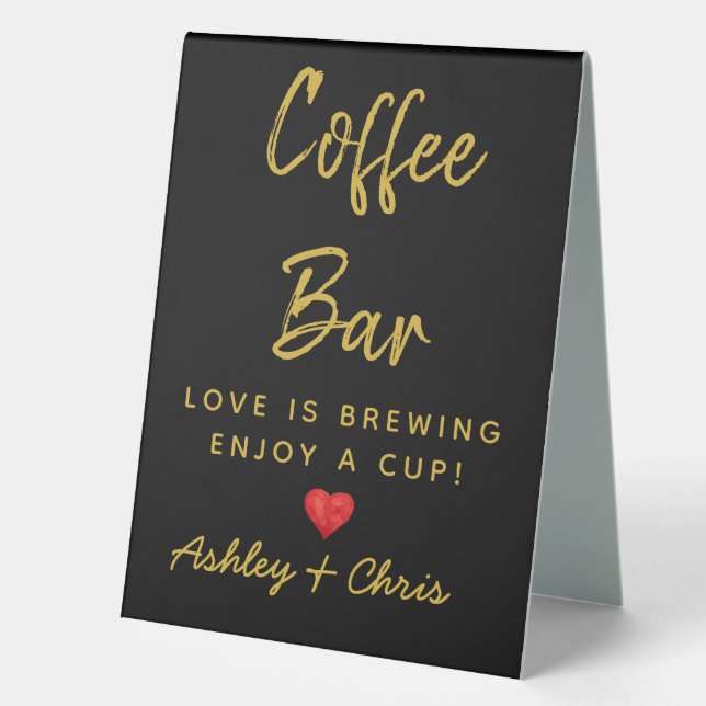 Reception Wedding Coffee Bar Anniversary Party Table Tent (Front)