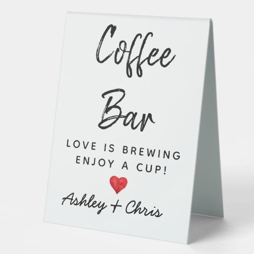 Reception Wedding Coffee Bar Engagement Shower Table Tent Sign