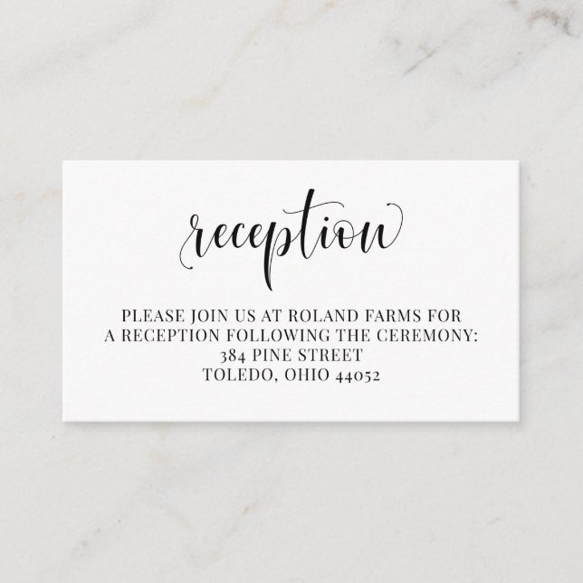 Reception Wedding Invitation Insert Enclosure Card (Front)