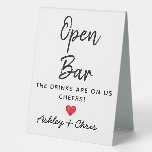 Reception Wedding Open Bar Drinks are on us Table Table Tent Sign