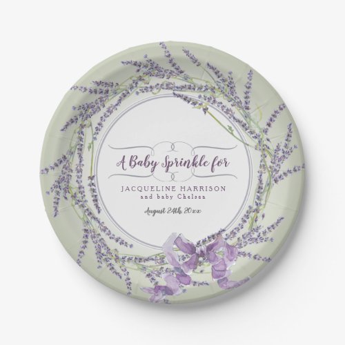 Reception Wreath French Lavender Floral Watercolor Paper Plates