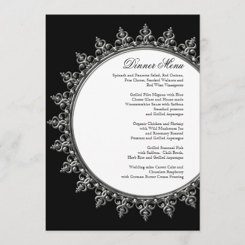 ReceptionDinner Menu Classic Baroque Swirl Circle