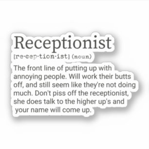 Receptionist Definition, Gift For Receptionist Sticker