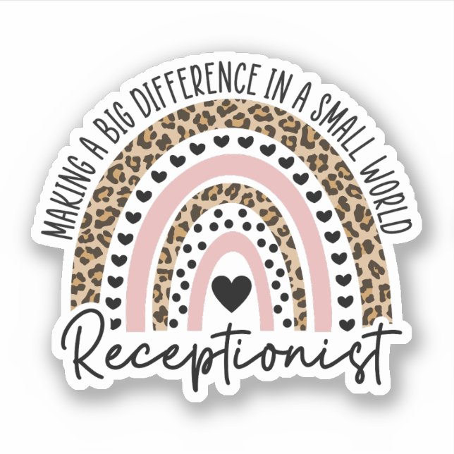 Receptionist Rainbow, Gift For Receptionist Sticker (Front)