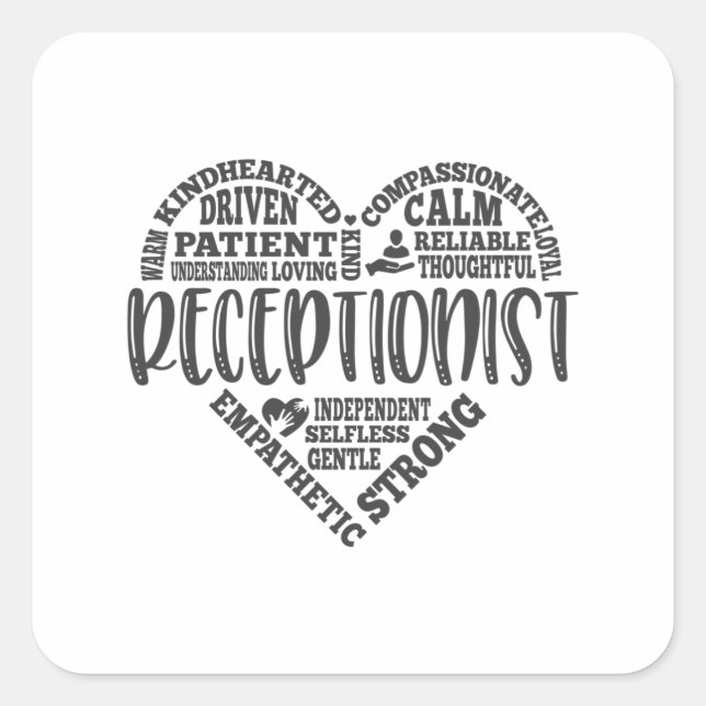 Receptionist, Secretary, School Square Sticker (Front)