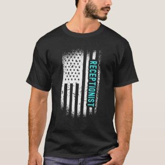 Receptionist With American Flag T-Shirt