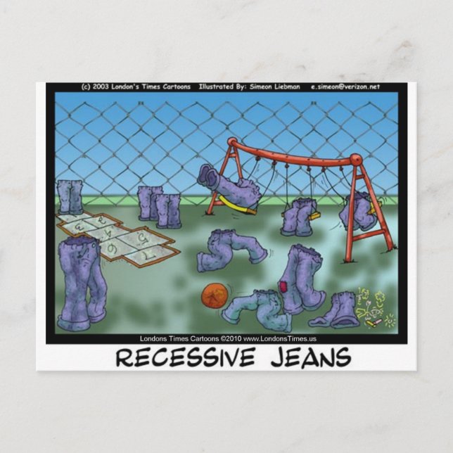 Recessive Jeans Funny Gifts Tees & Collectibles Postcard (Front)