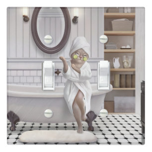 Recharge Mode – Miss Meow in Bathrobe Light Switch Cover