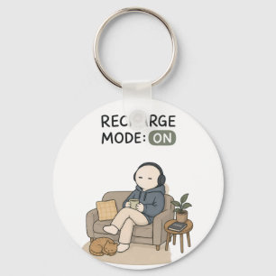 Recharge Mode On Funny Introvert Meme Keychain