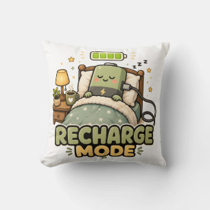 Recharge Mode Sleepy Battery Cozy Minimalist Throw Pillow