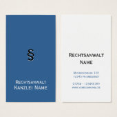 Rechtsanwalt Visitenkarten dunkelblau (Front & Back)