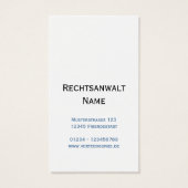 Rechtsanwalt Visitenkarten dunkelblau (Back)