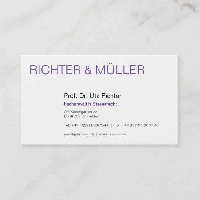 Rechtsanwälte Visitenkarte Business Card (Front)