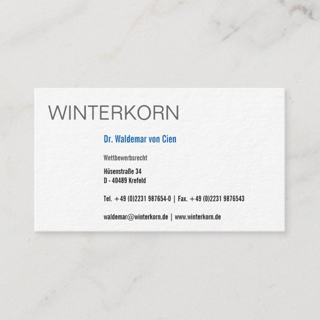 Rechtsanwälte Visitenkarte Business Card (Front)