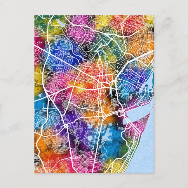 Recife Brazil City Map Postcard (Front)