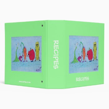 Recipe Album -happy Veggies 3 Ring Binder by rlwinkelmann at Zazzle