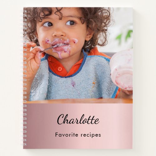 Recipe baby girl food meal photo name blush pink notebook