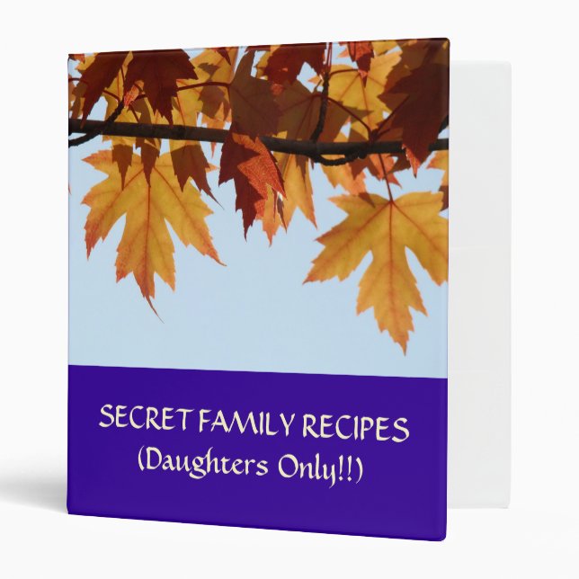 RECIPE BINDER Book SECRET FAMILY RECIPES (Front/Inside)