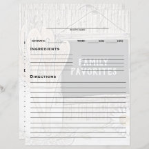 Recipe Binder Insert