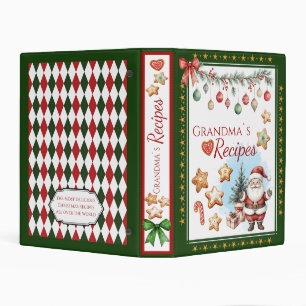 Recipe Binder Mini Santa Claus & Cookies Green