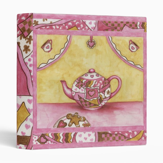 Recipe Binder Scrapbook Gingerbread Dessert Teapot (Front/Spine)