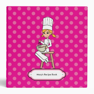 Recipe Binder with Chef Girl Illustration