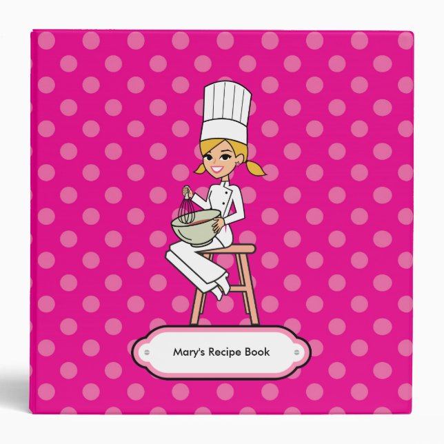 Recipe Binder with Chef Girl Illustration (Front)