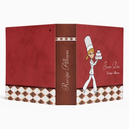 Recipe Binder With Illustration of a Baker Girl Zazzle
