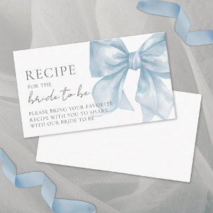 Recipe Blue Bow Bridal Shower Enclosure Card