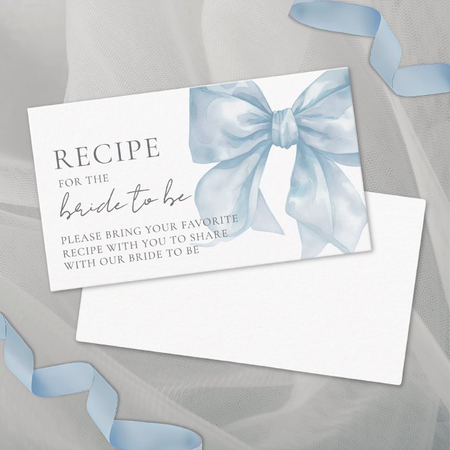 Recipe Blue Bow Bridal Shower Enclosure Card (Recipe Blue Bow Bridal Shower Enclosure Card)