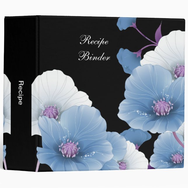 Recipe Blue Lilac Flowers Black DECOR SETS Binder (Front/Spine)