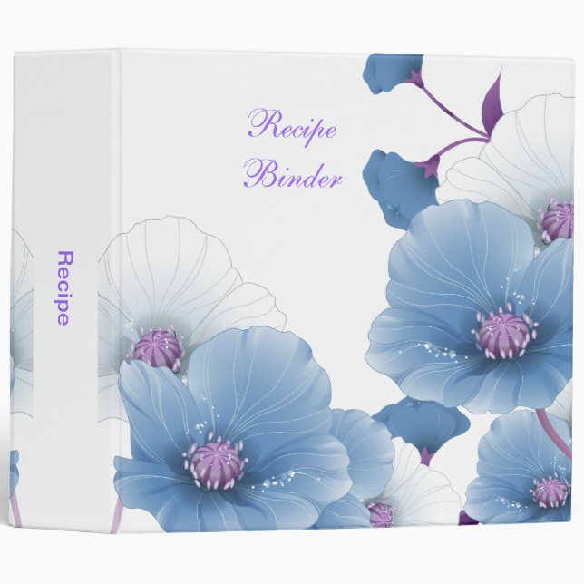 Recipe Blue Lilac Poppies White DECOR SETS Binder (Front/Spine)