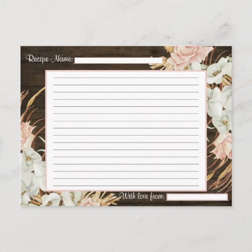 Recipe Blush Floral Rustic Tropical Palm Greenery Postcard