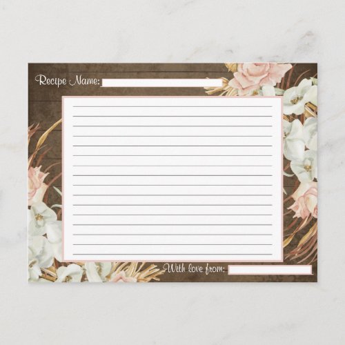 Recipe Blush Floral Wooden Tropical Palm Greenery Postcard