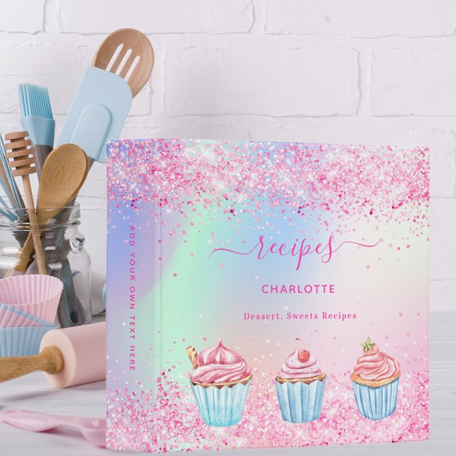 Recipe blush pink sprinkle baking cupcakes 3 ring binder (Creator Uploaded)