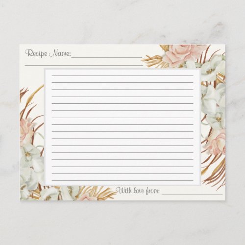 Recipe Boho Floral Muted Tropical Palm Greenery  Postcard