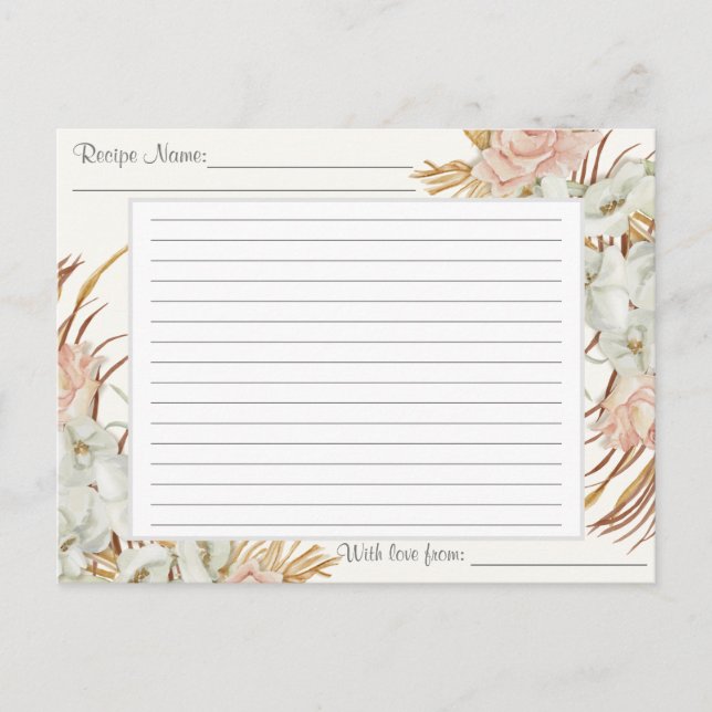 Recipe Boho Floral Muted Tropical Palm Greenery  Postcard (Front)