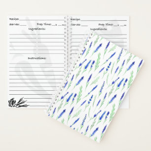Recipe Book (14 x 21.6cm) - Lavender Pattern