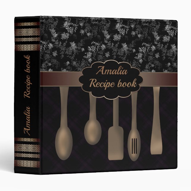 Recipe book, black 3 ring binder (Front/Spine)