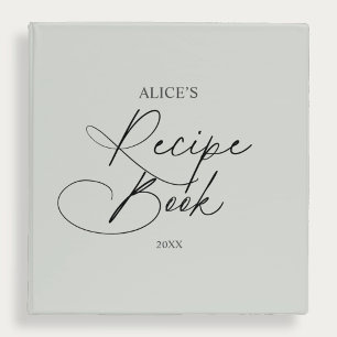 Recipe Book Chic Handwriting Script 3 Ring Binder