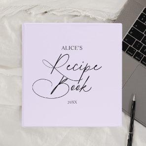 Recipe Book Chic Handwriting Script 3 Ring Binder