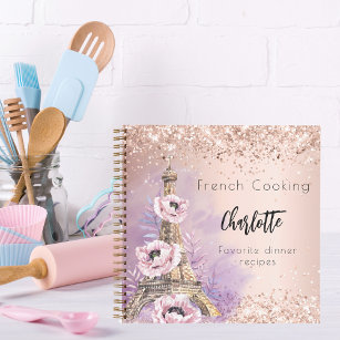 Recipe book french cooking rose gold Paris Eiffel