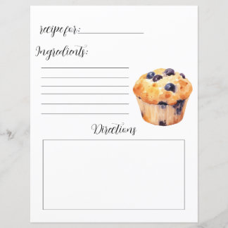 Recipe Book Page for Blueberry Muffins