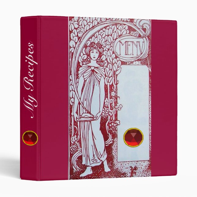 RECIPE BOOK RESTAURANT MENU 2 red white Binder (Front/Spine)