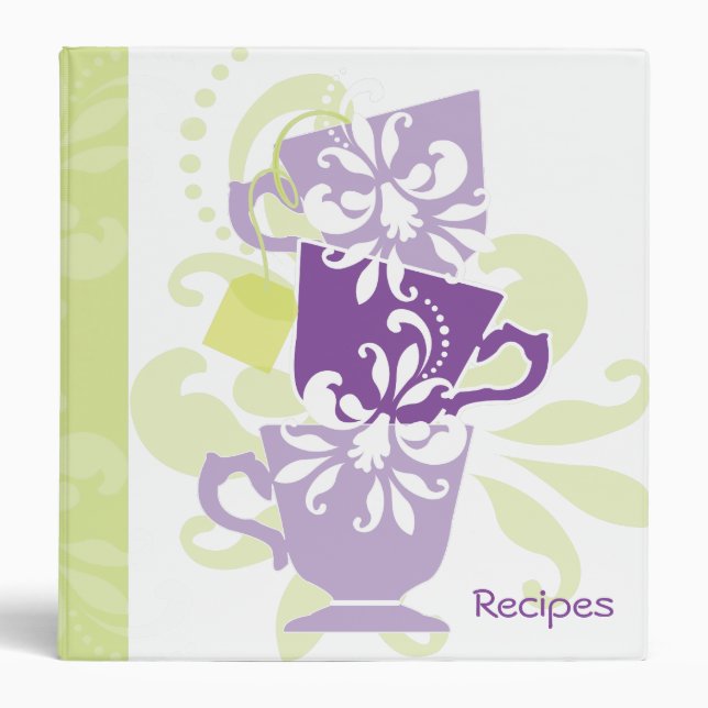 Recipe Book - Tea Cups 3 Ring Binder (Front)