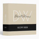 recipe book with custom monogram, black binder