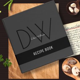 Recipe book with custom monogram, black binder