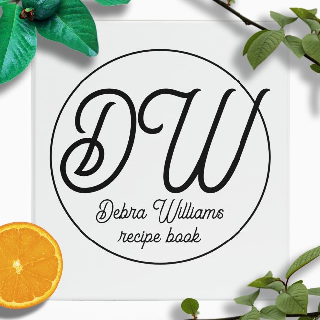 Recipe Book with custom Monogram White 3 Ring Binder (Creator Uploaded)