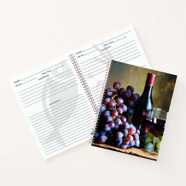 Recipe book with wine and grapes (Inside)